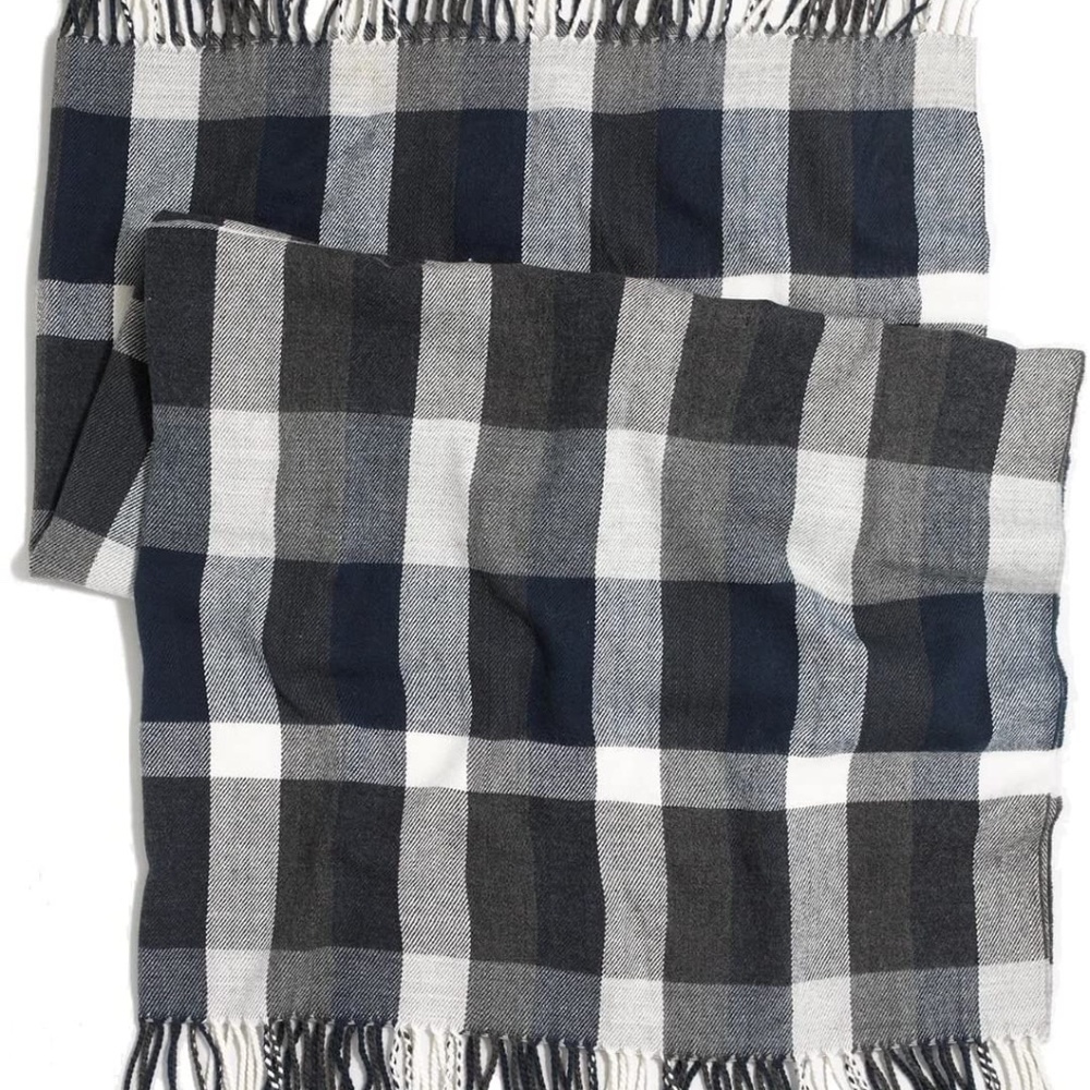 NWT J.Crew Factory Plaid Throw Blanket 64"x52"